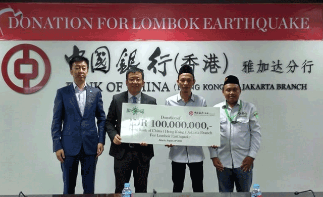 Bank China bantu korban gempa Lombok
